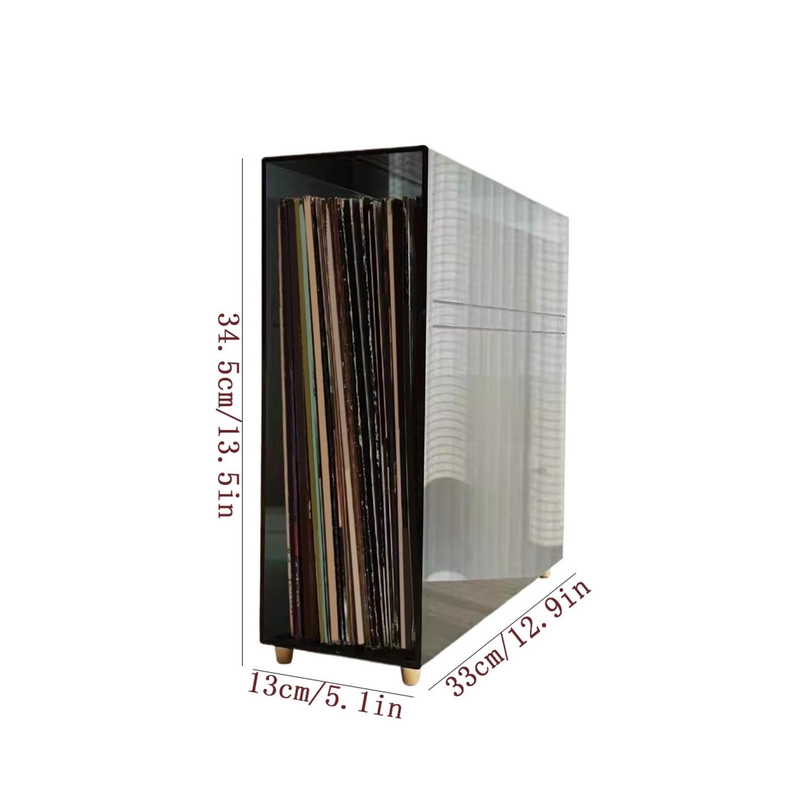 archiviazione dei record Espositore for dischi in vinile acrilico con piedini in ottone for album CD centro di intrattenimento