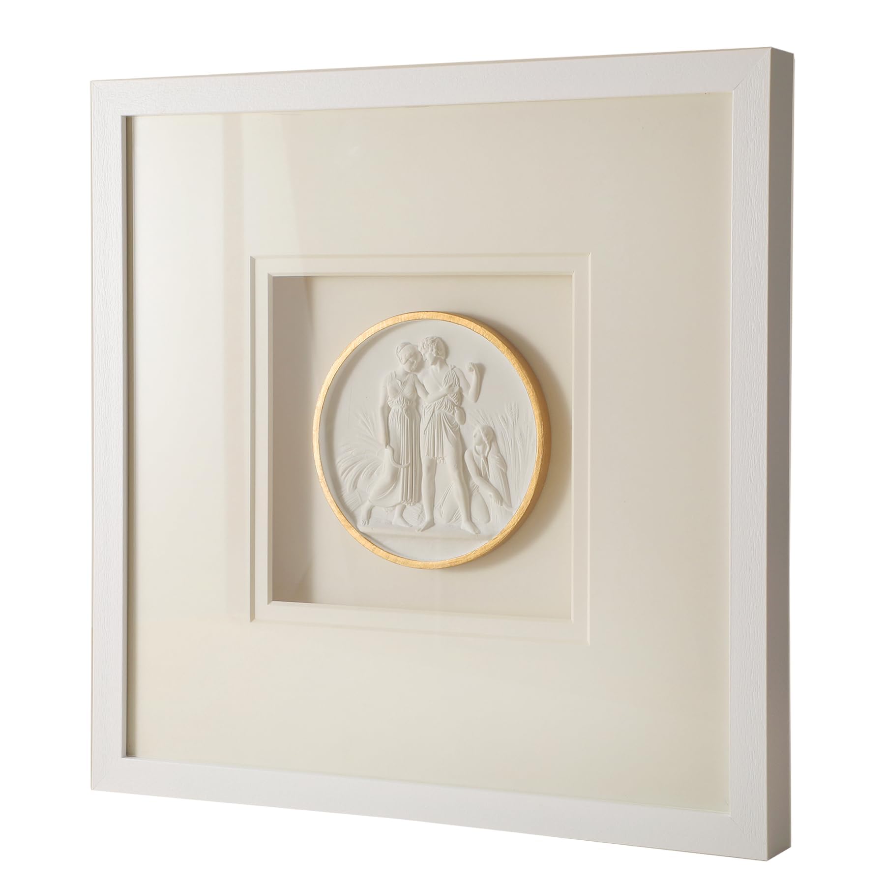 Sculpture Wall Art,French Vintage Decor with Framed,Aesthetic Gold Paintings for Home Living Room Bedroom Office and House Gallery?15.8x15.8in?