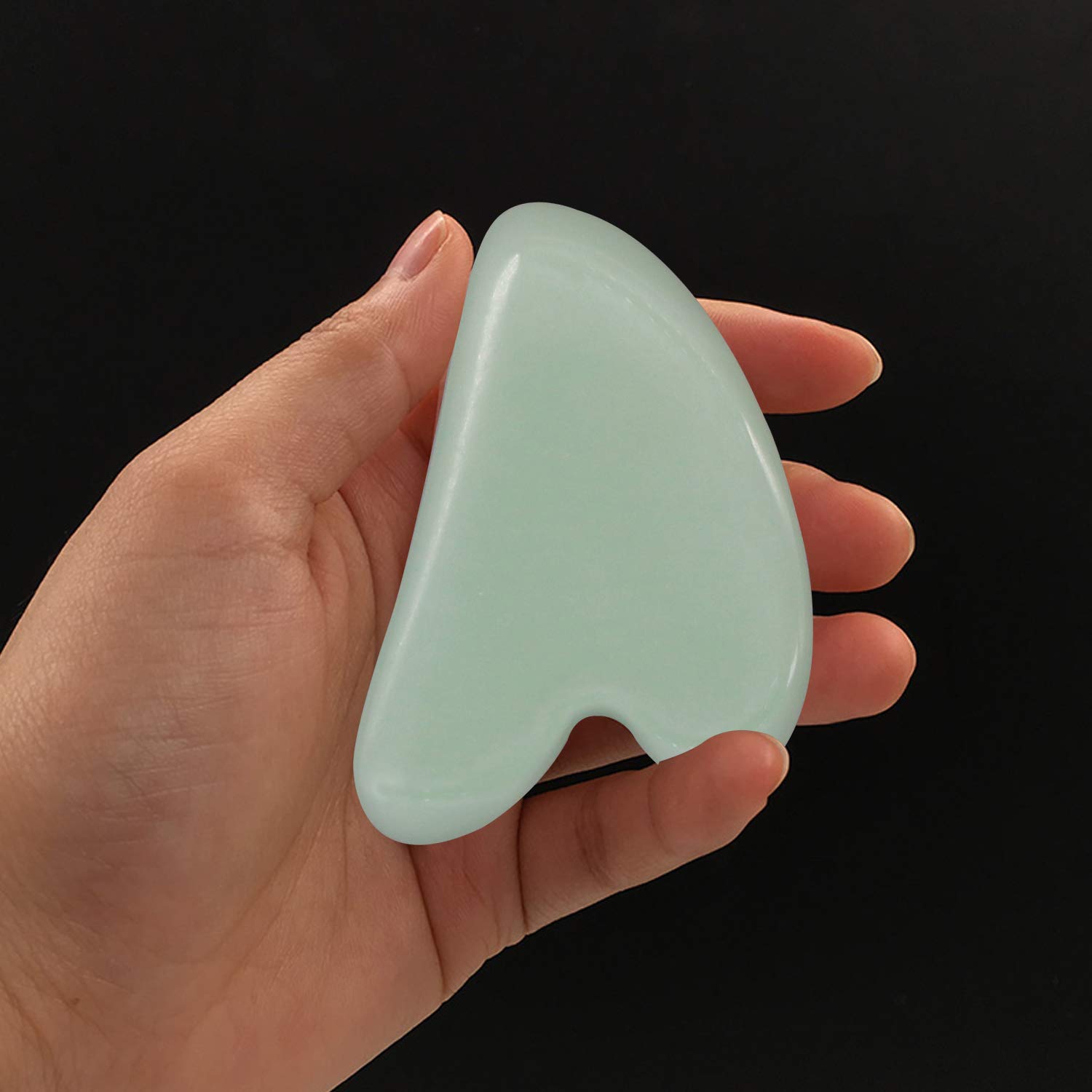 Ladista GSB-LD-7-5 Gua Sha Scraping Massage Tool for Facial Glow, Blood Circulation, Natural Jade Stone Removes Toxins, Prevents Wrinkles, Boost Radiance of Complexion (1 Pc, Light Green)