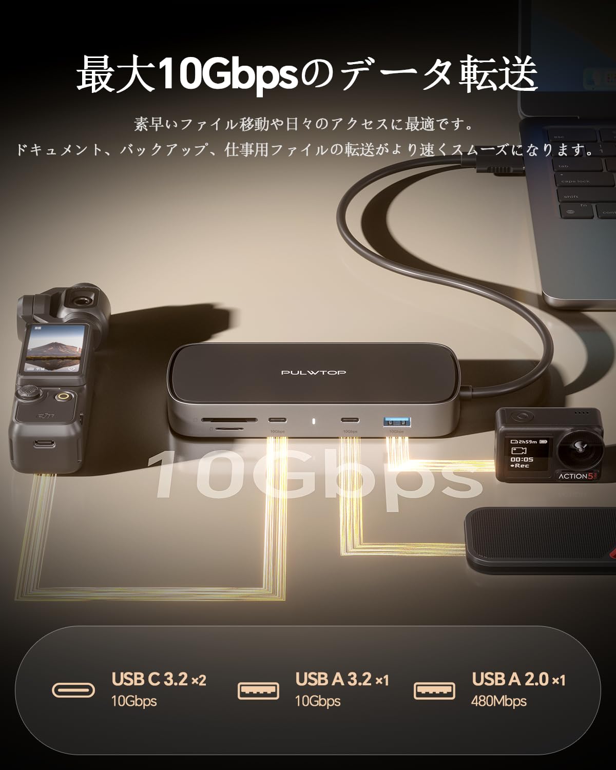 Amazon.co.jp: PULWTOP MacBook Pro ドッキングステーション デュアル