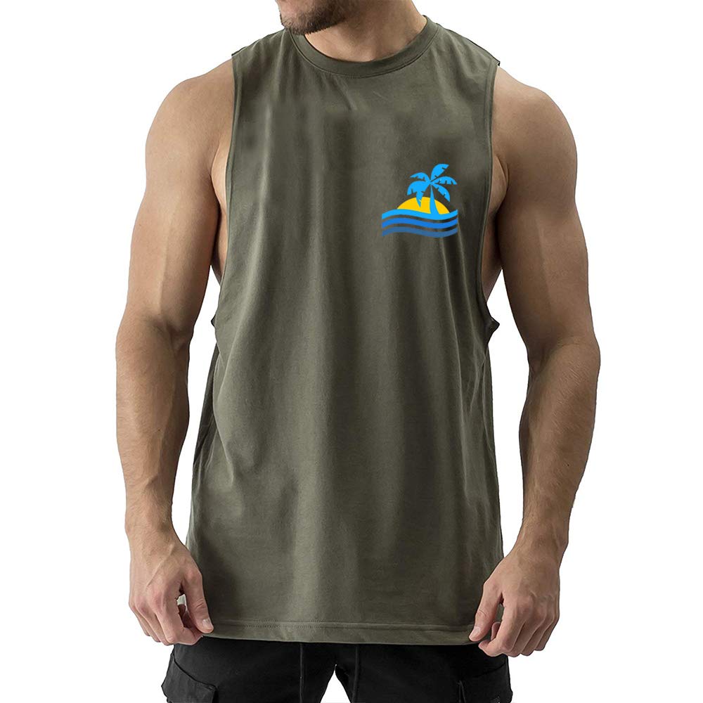 InleaderStyleMen's Workout Tank Tops Cotton Gym Cut off Sleeveless T Shirt Bodybuilding Fitness Muscle Athletic Tank Tops