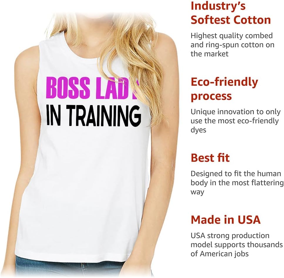 Boss Lady in Training Women's Muscle Tank - Funny Tank Top - Graphic Workout Tank
