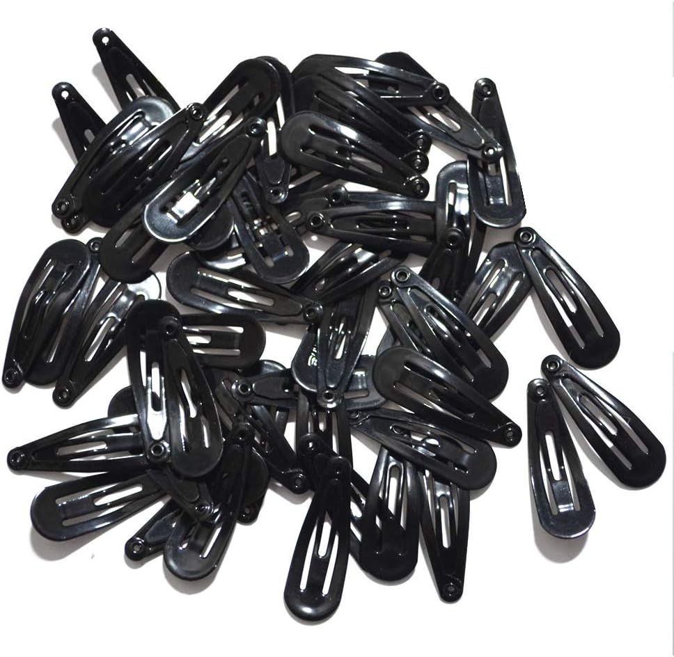 ZHIYE 100 PCS Snap Hair Clips, No Slip Metal Barrettes, 1.2inch Black