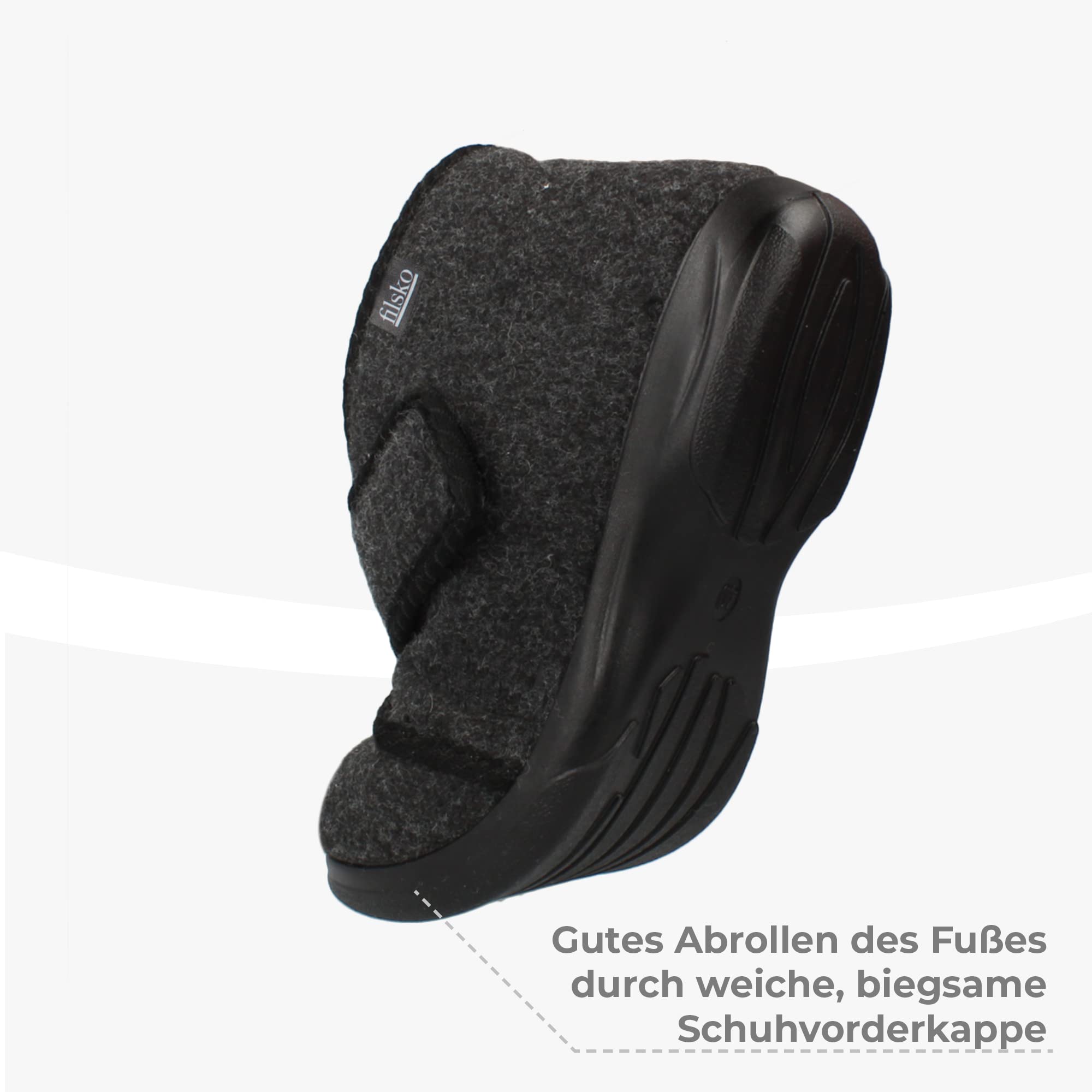 Hedlunda - Hausschuhe - Schafwolle - warm & weich - Klettverschluss - biegsam - grau/weiß - 36 bis 46 EU