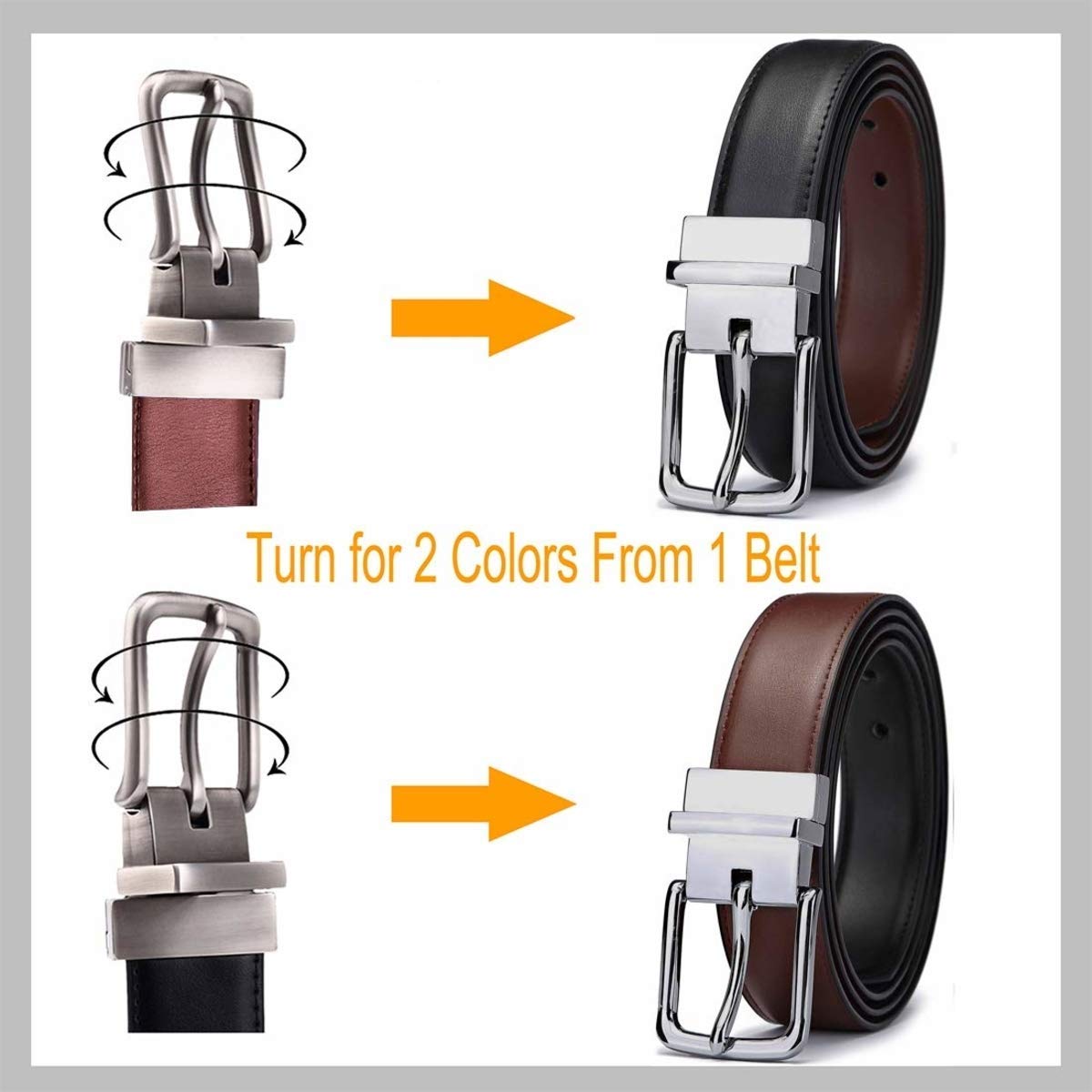 Veteran Reversible PU Leather Belt, Turn to switch color, Black and Brown Two in One Free Size Fit on Upto 36Inch Waist(Reversible and Durable) (Formal/Casual Belt-VB040)