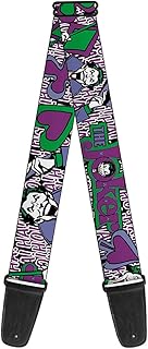 Buckle-Down Guitar Strap - Joker Face/Logo/Spades Black/White/Purple - 2