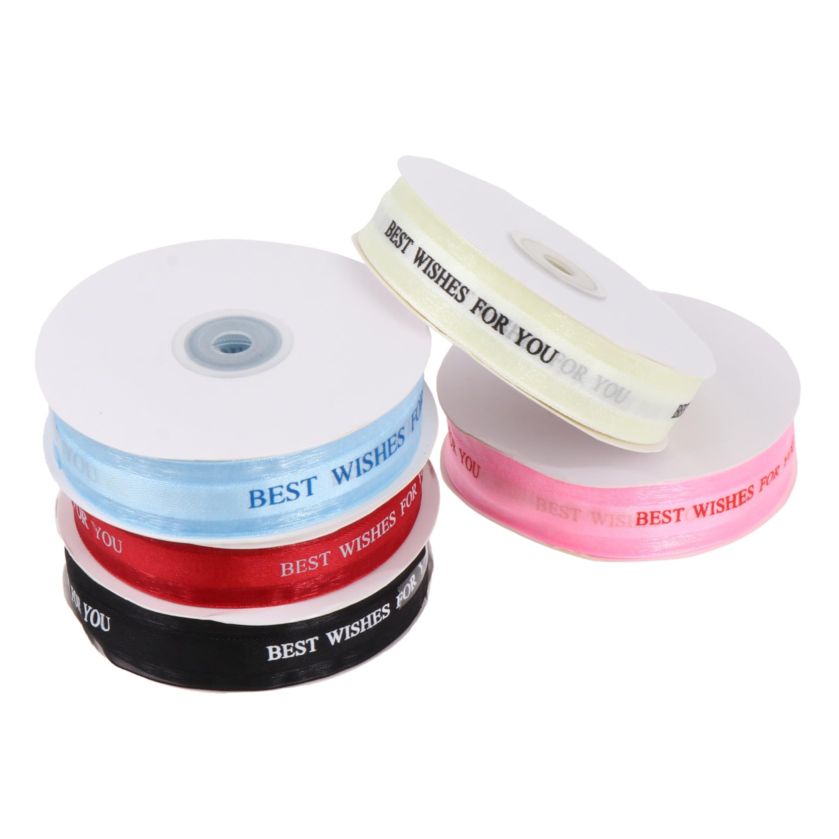 Garneck Satinband 2,5cm Breit 50 Meter lang 5 Rollen Dekoratives Geschenkband für Festliche Hochzeit und Verpackungsdekorationen Vielseitiges Selbstgemacht Band