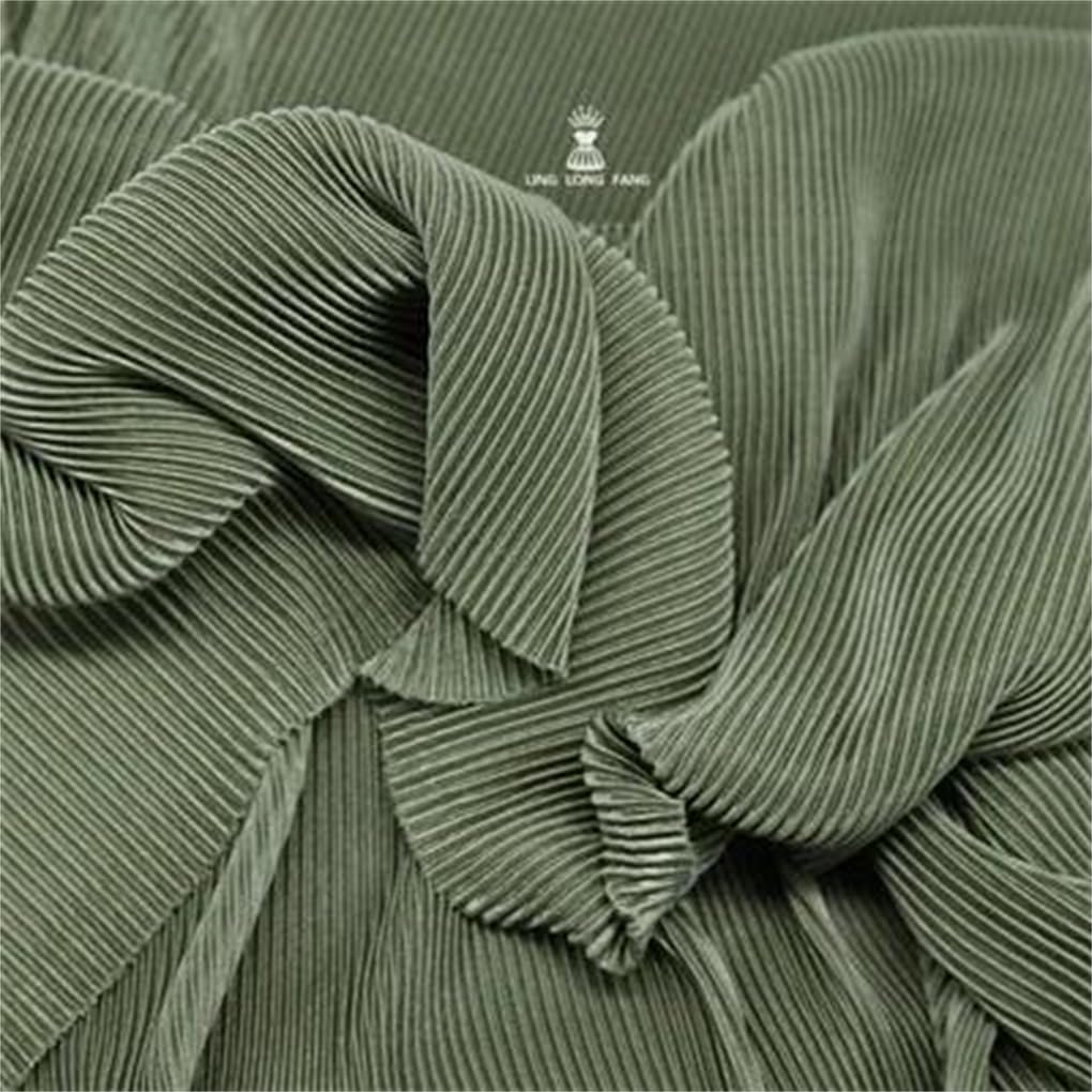 Tejido de gasa perlada plisada, Tejido de punto elástico con textura rayas plisadas for vestidos y pantalones, multicolor, 1 metro(En8)