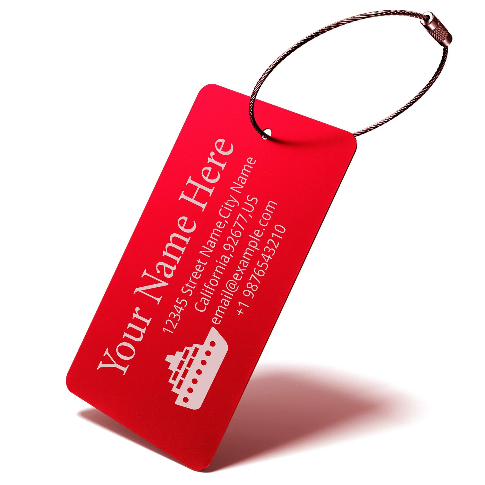 Luggage Tags for Suitcase - Personalized Engraved Metal Tag for Cruise Travel - Custom Name Tags Suitable for Bags and Backpacks(Red)