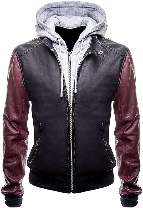 Flash Ezra Miller Barry Allen Biker Rider Hooded Motorcycle Bomber Leather Jacket2
