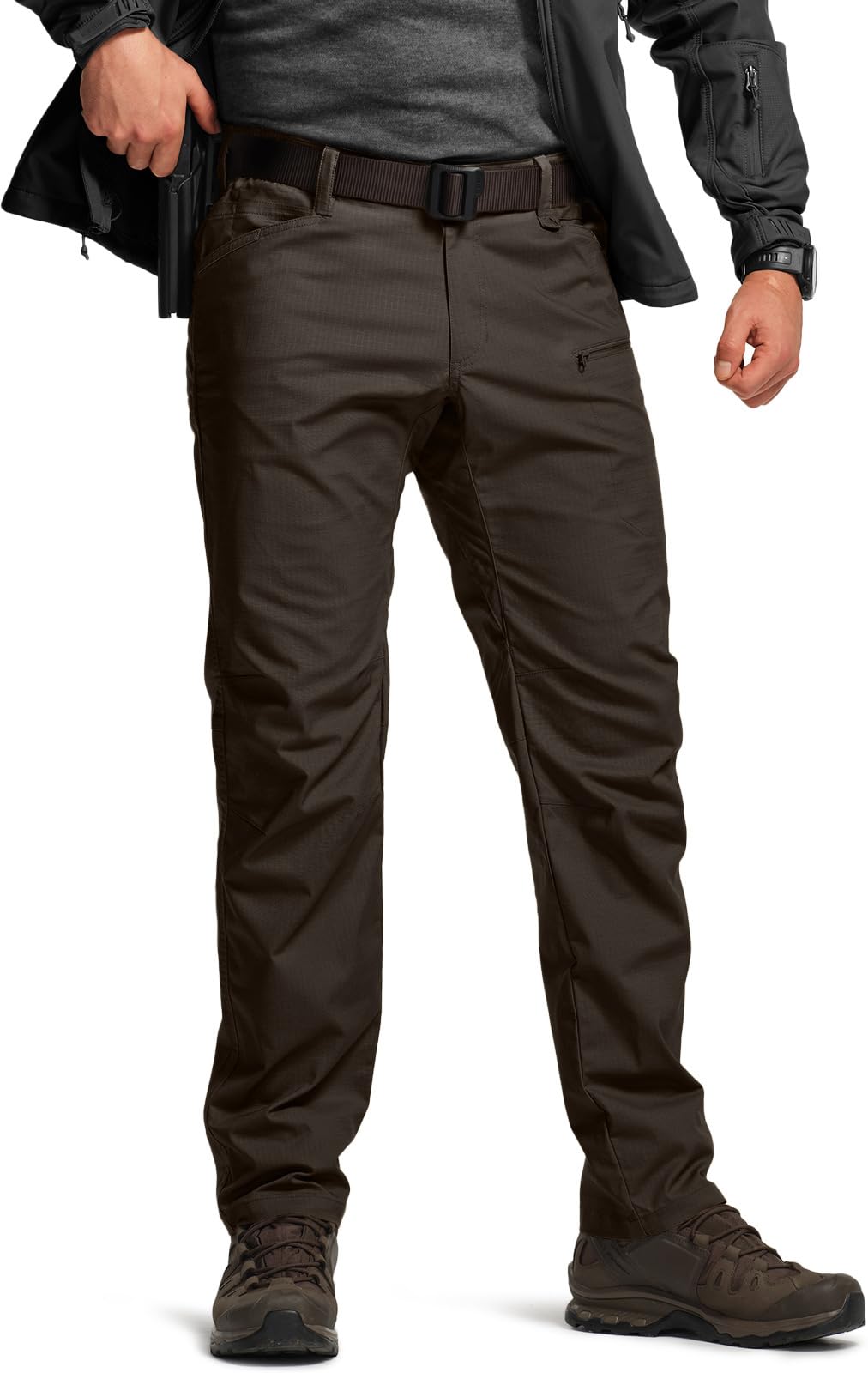 CQR Men's Flex Stretch Tactical Pants, Water Resistant Ripstop Cargo Pants, Lightweight EDC Outdoor Work Hiking Pants — view 16