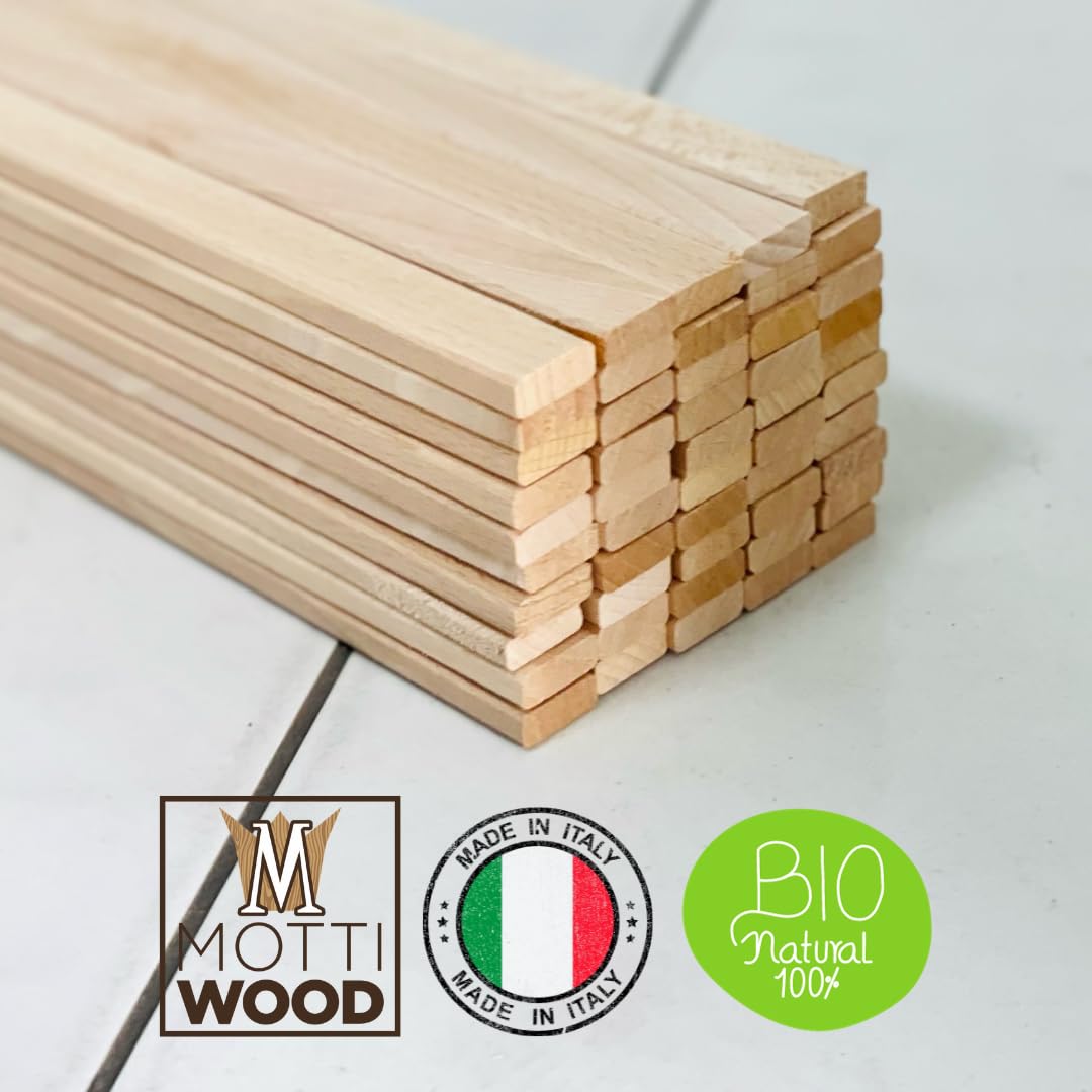 Listones de madera de haya natural, para trabajos artesanales, extra largos, para arte, proyectos de bricolaje y niños, 57 x 1,9 x 0,7 cm (100)