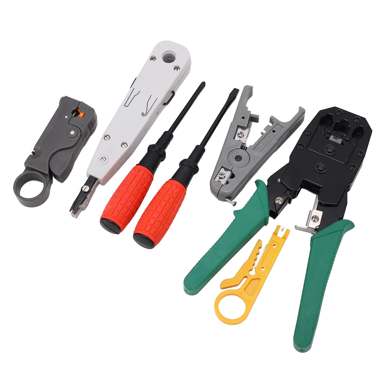 Kit D'outils Réseau 9 en 1 Outil de Combinaison de Câble Réseau Portable avec Sac de Rangement pour Testeur de Connecteur RJ45 RJ11 RJ12 Pince à Dénuder Cutter, Kit de Sertissage de Câble Ethernet Por