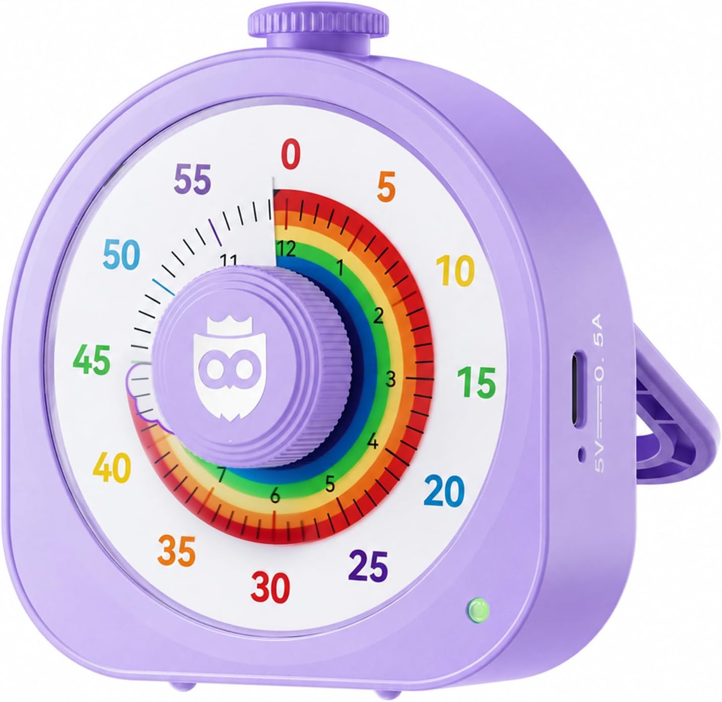 Visual Timer for Kids, Rechargeable Rainbow 60-Min/12-Hour Switchable Countdown Timer, Magnetic Timer with Pomodoro Mode, ADHD Time Management Tool for Classroom,Home with Silent Operation, Purple