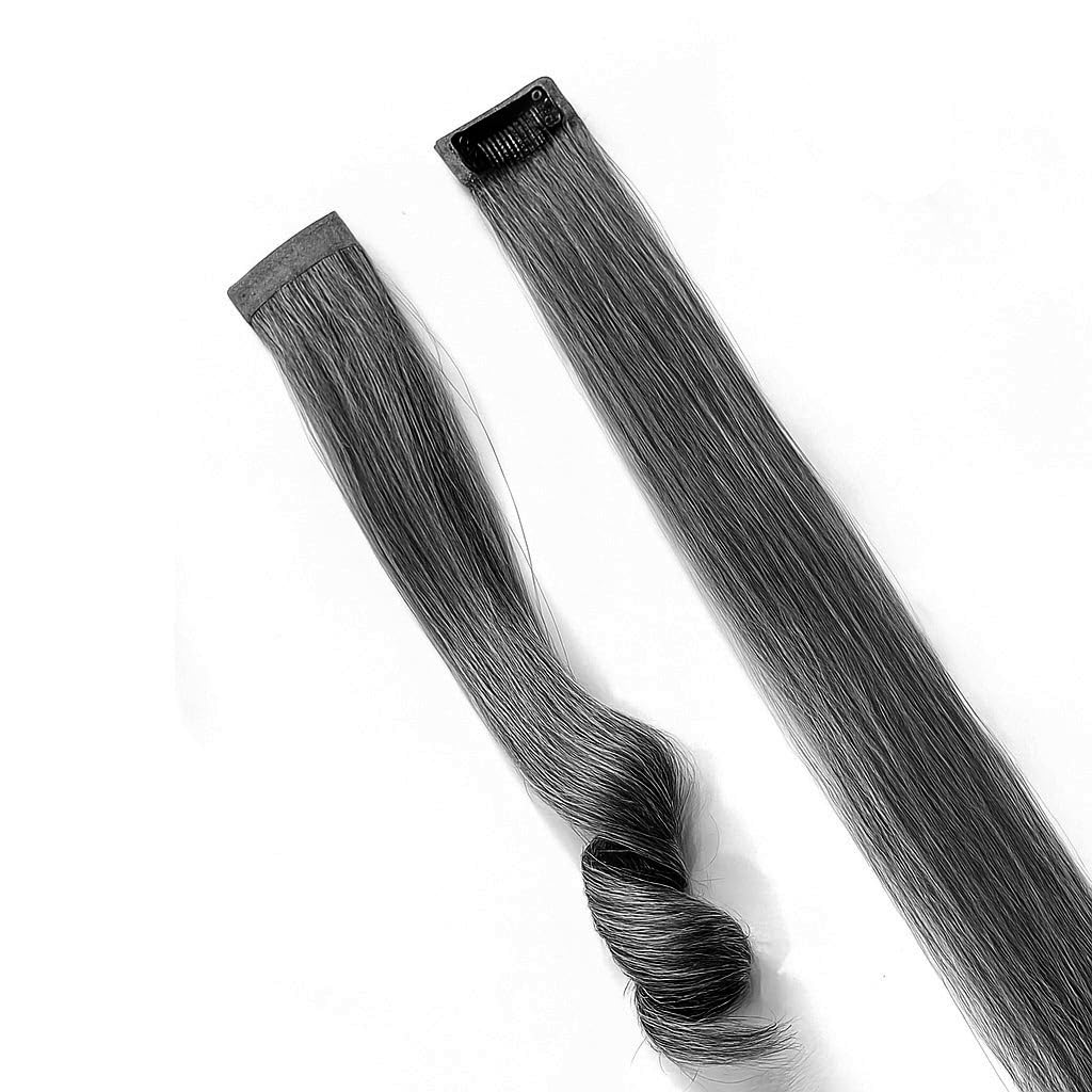 Single Clip Side Hair Extensions (Salt and Pepper, 10 Inch)-picture-10