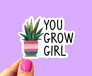 You Grow Girl Sticker, Succulent Sticker, Plant Sticker, Laptop Sticker, Phone Sticker, Water Bottle Sticker, Sticker for Plant Lover