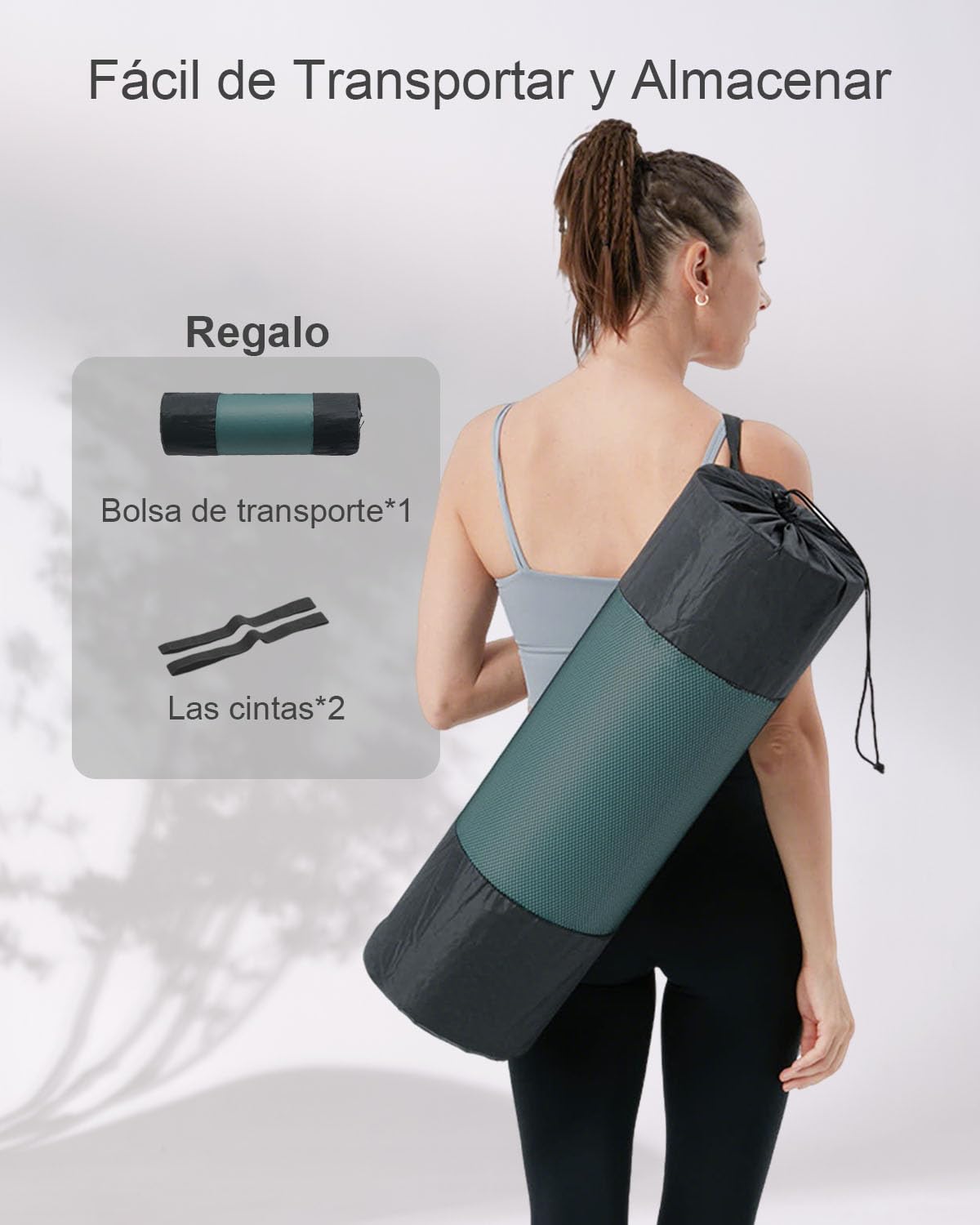 Esterilla Fitness Gruesa 15mm 183cm x 61cm NBR Esterilla Yoga Antideslizante para Yoga Pilates Gimnasia Fitness