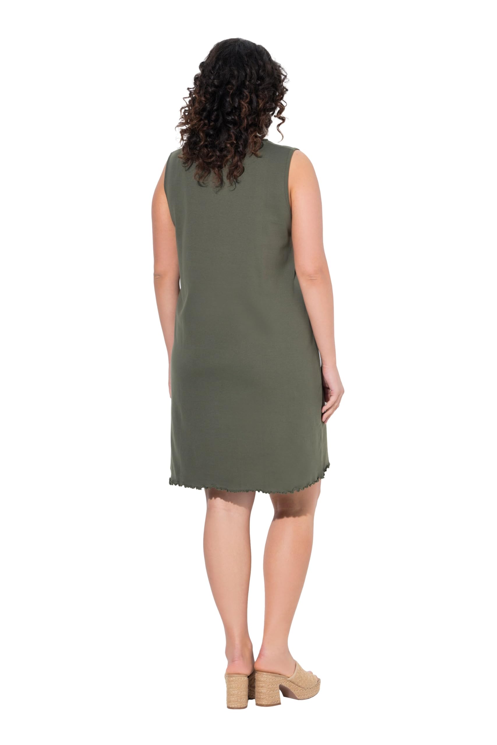 Ulla Popken Kleid, A-Linie, Jersey, V-Ausschnitt, Ärmellos Robe Femme