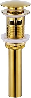 Bathroom Sink Drain Stopper Brushed Dark Gold Color, Brass Pop Up Sink Stopper with Overflow Hole for Sink with 1.61 to 2 Inches Drain Hole