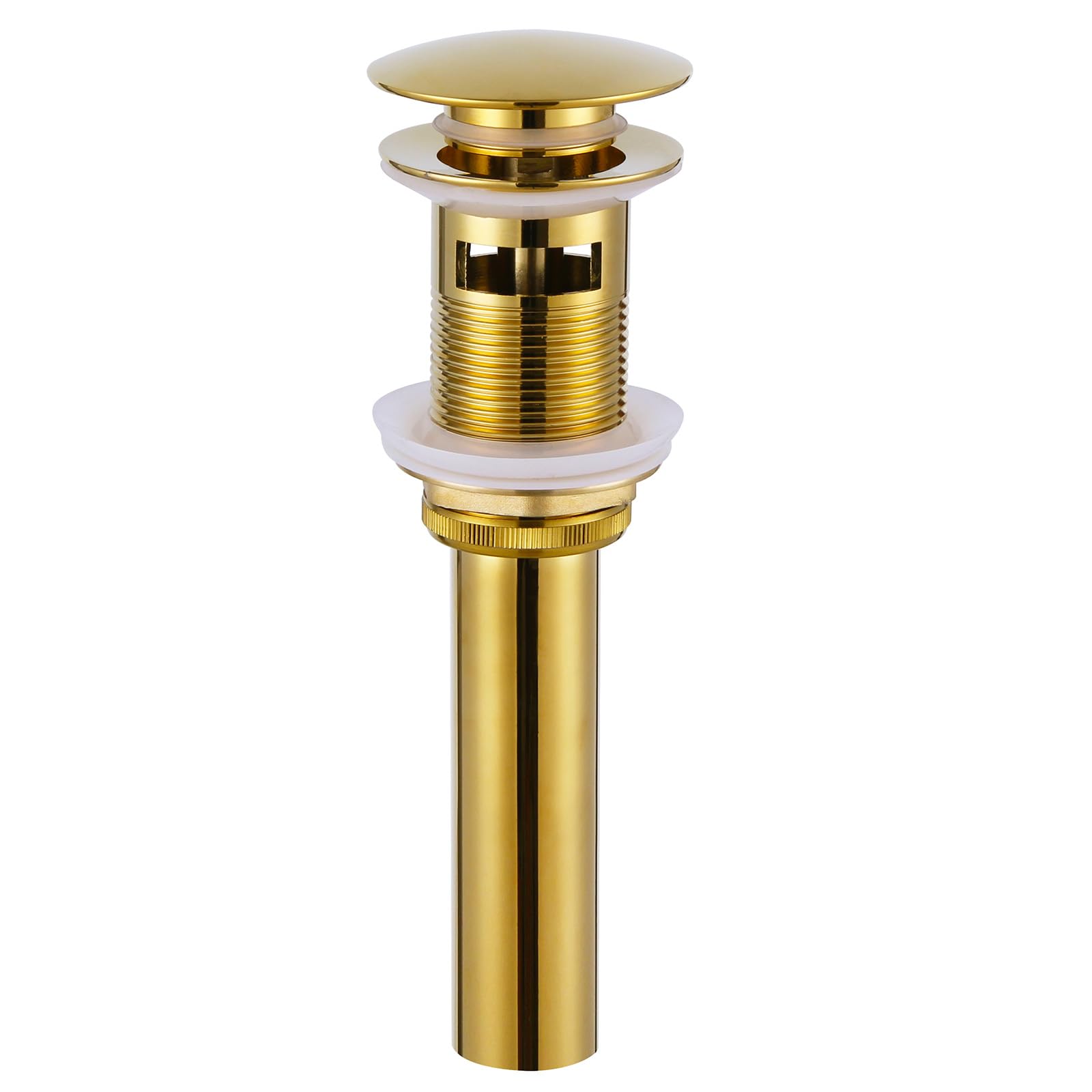 Angle Simple Vanity Vessel Sink Drain, Brass Pop Up Drain Stopper with Overflow Bathroom Sink Drain Stopper Lavatory Drain Assembly, Gold