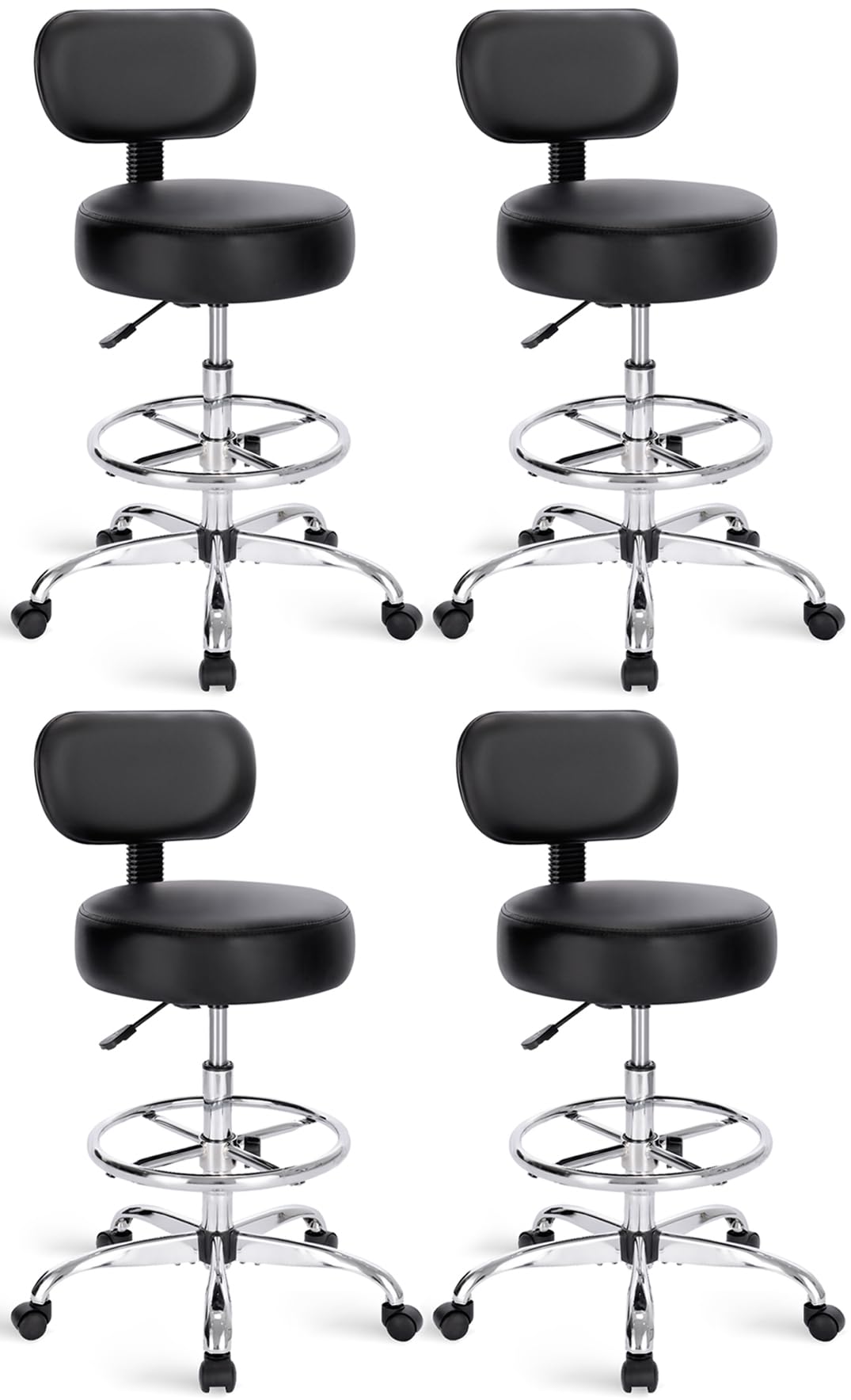 SUPERJARE Drafting Chair with Backrest, Set of 4, Swivel Barstools for Shop