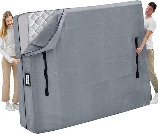 Mattress Bags for Moving and Storage, BETU Waterproof Mattress Protector King Mattress Cover with 8 Heavy Duty Handles and Zipper Extra Thick Moving Supplies for Bed (2 Pack:82x79x13.5 Grey)