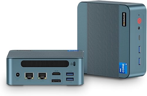 BOSGAME P2 Mini PC Intel i5-12450H (12ª generación, 8 núcleos) | 16GB DDR4 512GB NVMe SSD | Triple pantalla 4K (HDMI/USB-C/DP) | LAN dual 2.5G |