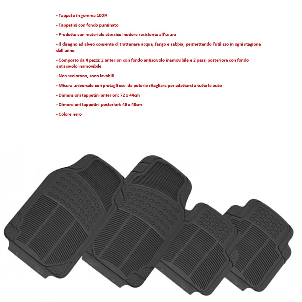 J&J AUTOMOTIVE Tappetini TPE Gomma Per Volvo XC40 (dal 2017) - Kit 4 Pezzi, Nero, Inodori