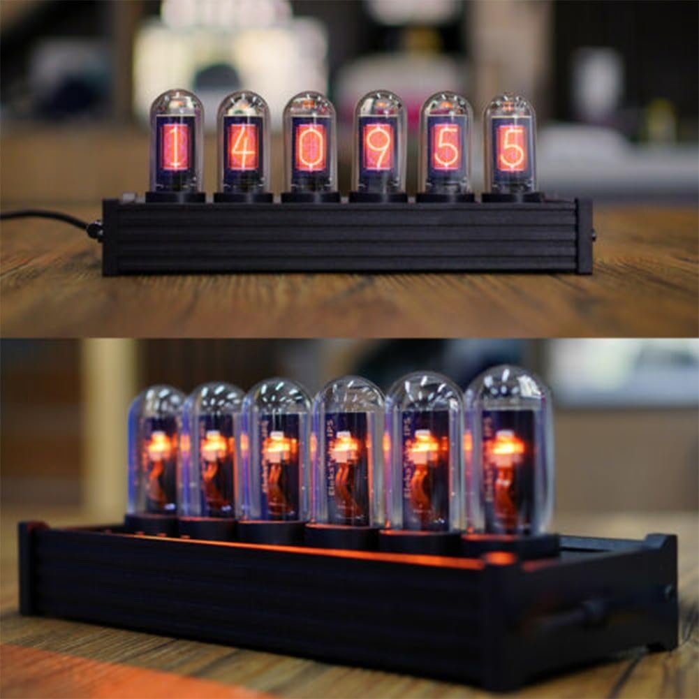 Nixie Röhrenuhr, elektronische LED-Leuchtröhre, IPS-Röhrenuhr, Heimdekoration, Display, DIY Analog Digital Tube, Digitaluhr mit 6-stelliger LCD-Zeituhr, Desktop Digitaluhr Dekoration Geschenk, 5V USB