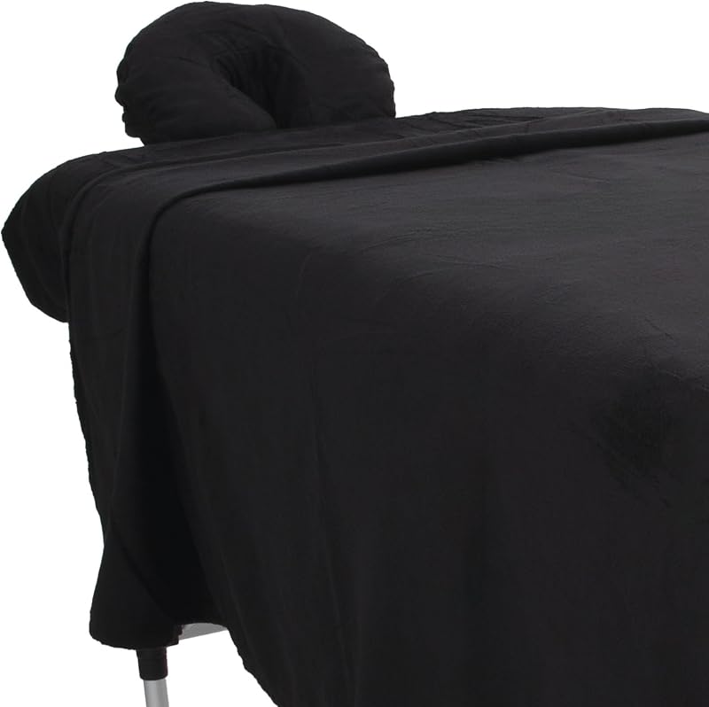 ForPro Professional Collection Conjunto de Lençóis para Massagem TerrySoft Luxury com 3 Peças, Preto