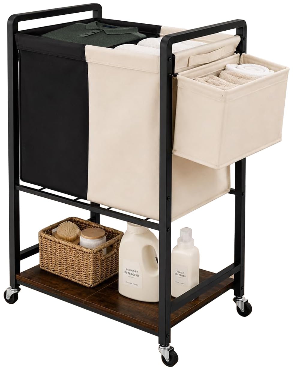 Wheeled two-bag laundry hamper