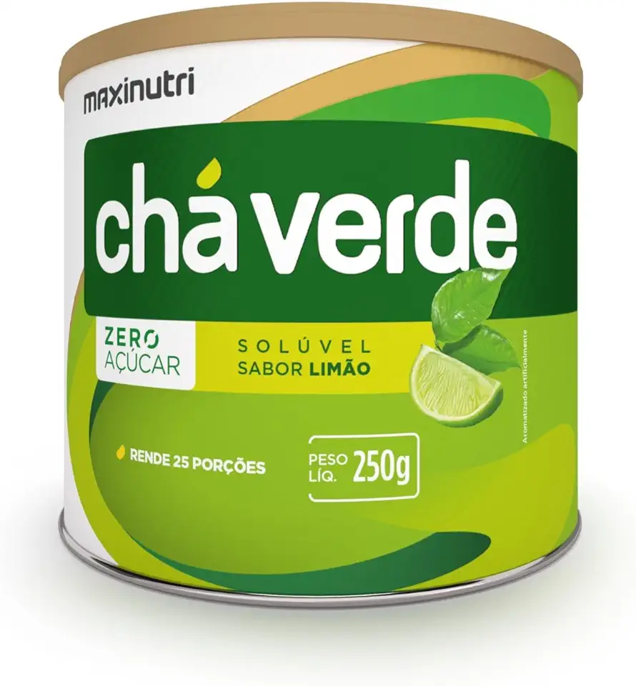 Chá Verde Instântaneo Solúvel Sabor Limão Zero Açúcar Picolinato Cromo 250g Maxinutri