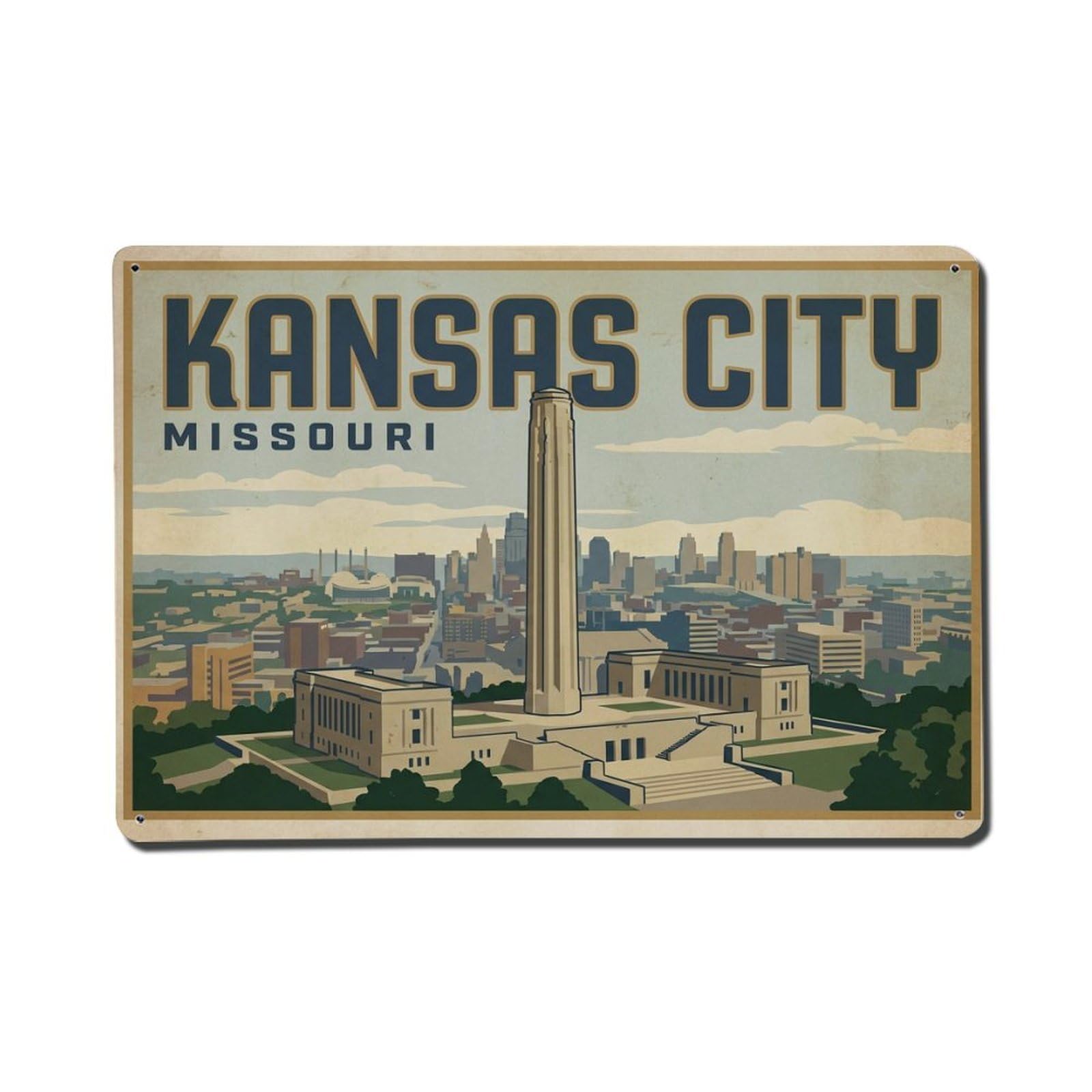 Xanthor Style Vintage Travel Usa Kansas City Metal Tin Sign