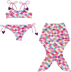 Biquíni Infantil Saia Cauda De Sereia Menina Piscina Praia