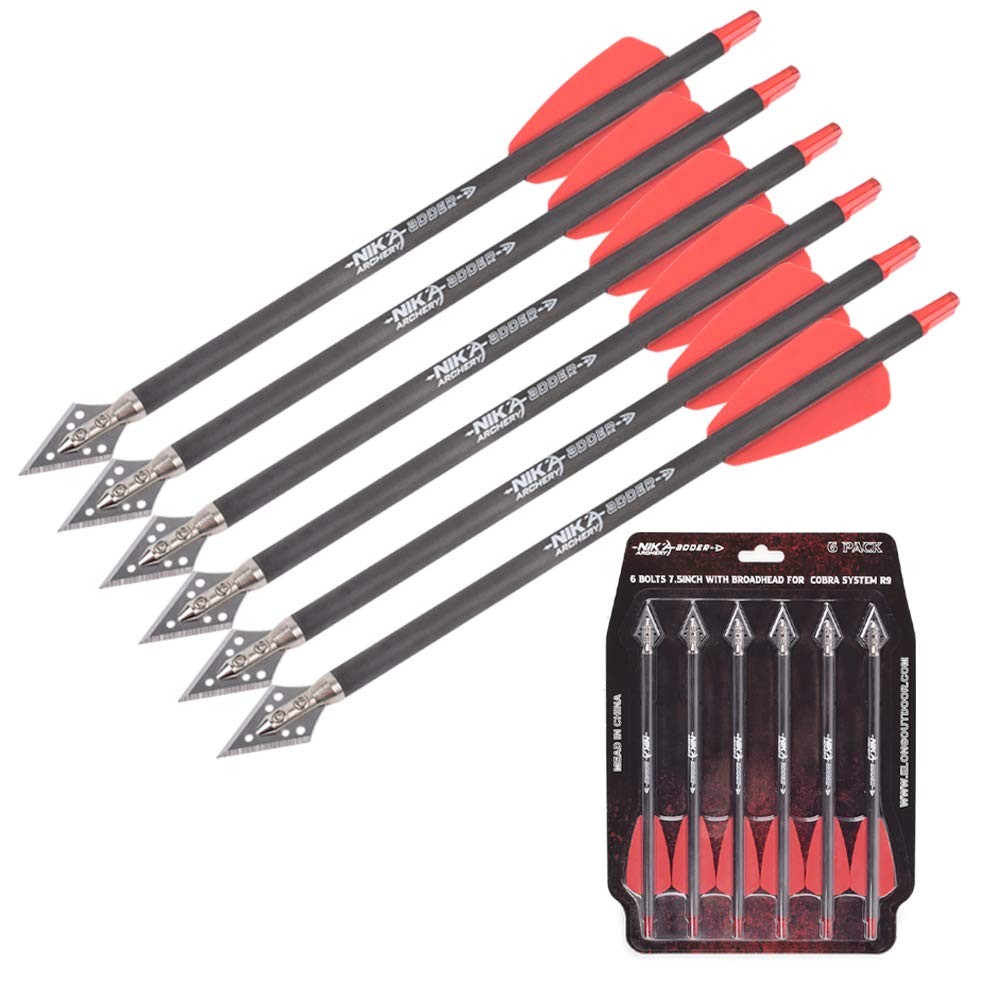Armbrust Pfeile 7,5" Bolzen für Ek Archery Adder Cobra System mit 2" Flügeln für Zielbogenschießen Schießen Bogenschießjagd 6 / STK