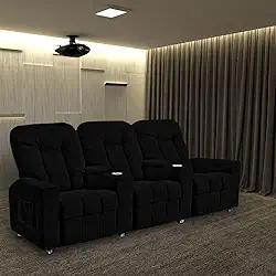 Poltrona Reclinável 3 lugares para Sala de Cinema Arsenal Veludo Preto G23 - Encantum