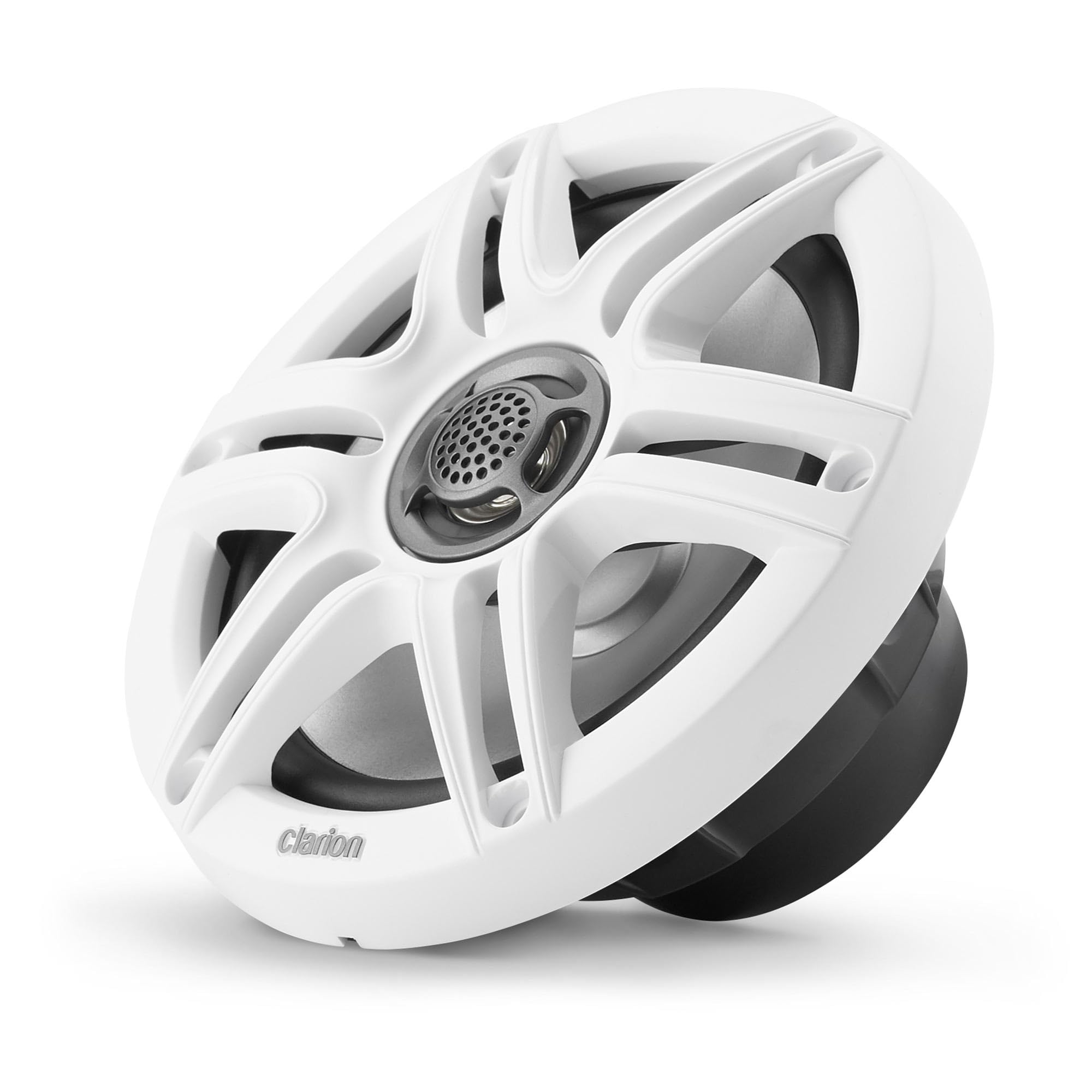 Clarion CMS-651-SWB - Altoparlanti coassiali marini da 16,5 cm, 30 W RMS, potenza 1/2" (13 mm), tweeter a cupola in polimero, include griglie sportive bianche e nere