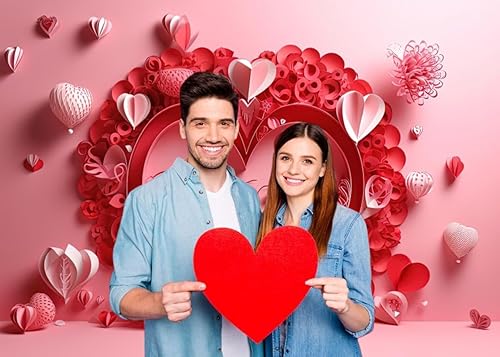 Miniatura 4 de CRTPOD Telón de fondo para el día de San Valentín de 6 x 4 pies para fotografía, fondo de corazones rosados para amantes, decoración de fiesta de