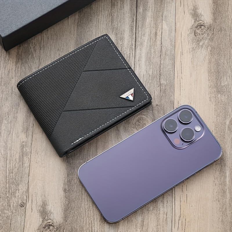 Men Leather Wallet - Compact, High-Capacity with Color Block Design, Durable Polyester Lining4