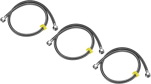 uxcell Conector de línea de suministro de grifo, 3 piezas G12 hembra x G12 hembra de 39 pulgadas de largo, trenzado de acero inoxidable 304,