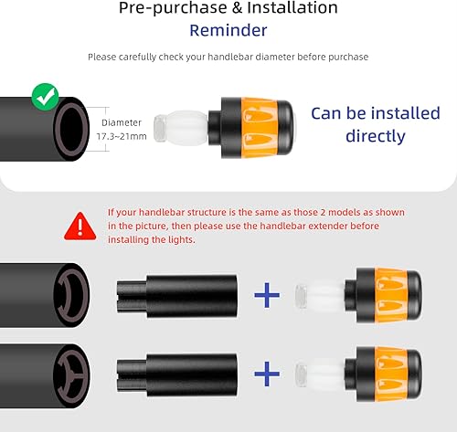 Miniatura 5 de ulip Extensor de manillar de scooter eléctrico, agarres de manillar de extensión-señales de giro, luces indicadoras de dirección para Xiaomi M365