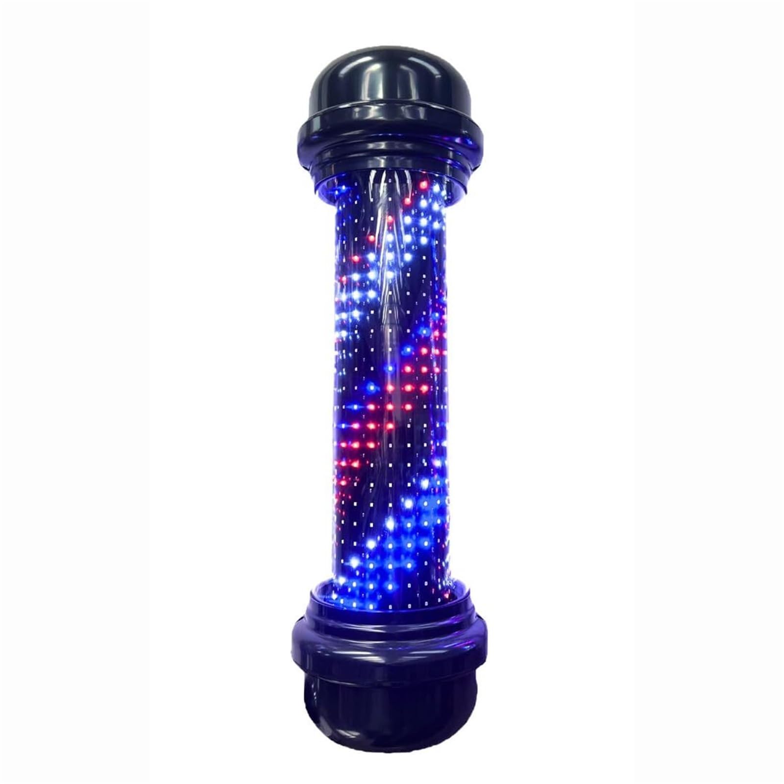 HELCEKOU Barber Pole Light with Rotating Red White Blue Stripes, Wall Mount Salon Decor, Energy-Saver Classic Fixture for Hair Salons, Barbershop, Hairdresser(Led Black 70cm)
