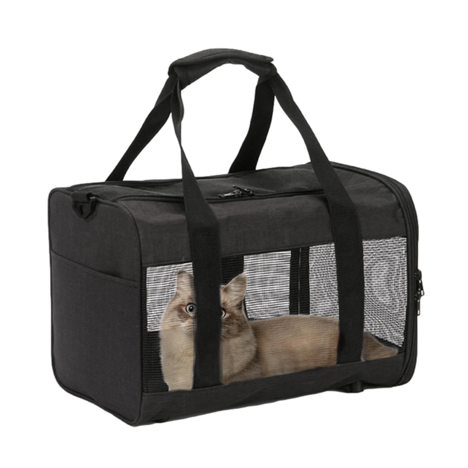Transportín Suave para Gatos, Portador de Bolsa Plegable para Gatos de Doble Apertura de Mano, Transportín para Perros Transpirable para Perros pequeños, cómodo transportín para Perros Jacekee