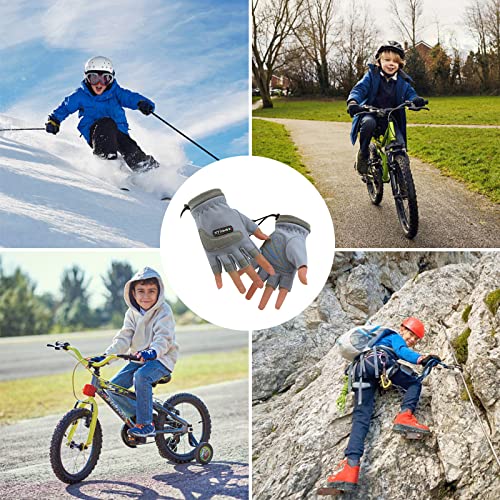 YAMEIZE Kids Sport Half Finger Gloves - Anti-Slip Outdoor Cycling Biker Breathable Gloves for Boys Girls4