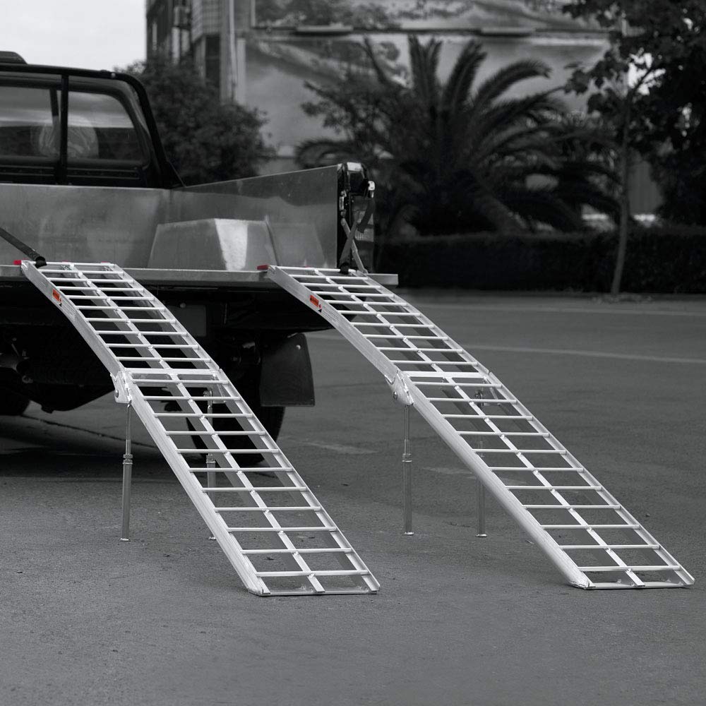 2x rampe di carico pieghevoli per moto e ATV Con piedi 226 cm In alluminio Portata max 1360 kg