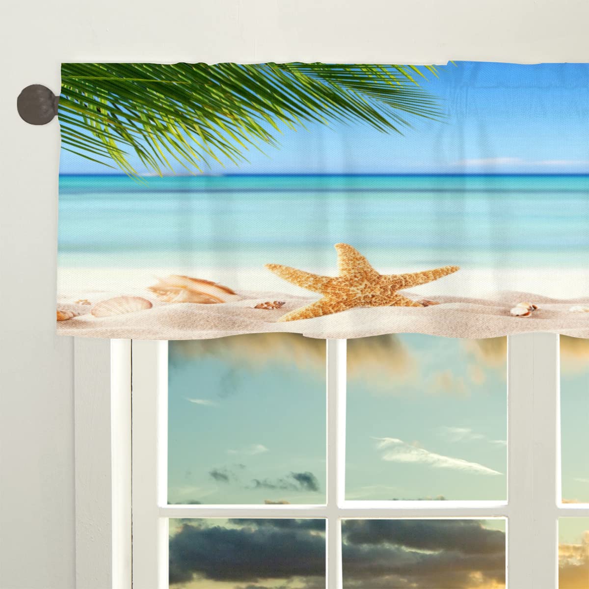 Rideau Occultant De Decoration Moderne, Rideaux Imprimes De Feuilles De Noix De Coco De Plage De Bord De Mer, Rideaux De Fenetre Pour Chambre A Coucher, Salon Et Cuisine | Rakuten