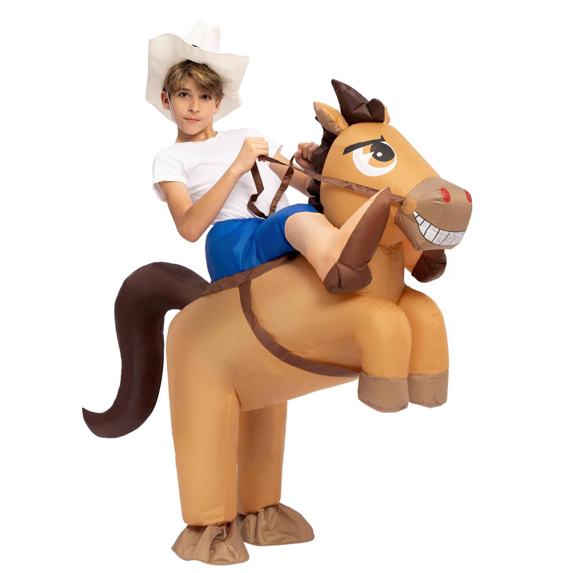 Spooktacular Creations Inflatable Horse Costume Cowboy Riding a Horse Air Blow-up Deluxe Halloween Costume Parties