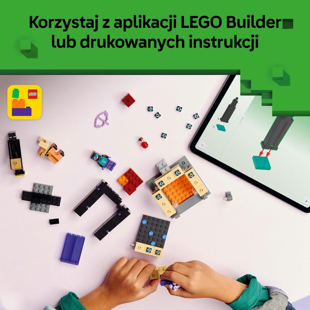 LEGO Minecraft Podróż przez portal Netheru i Kresu, zabawka konstrukcyjna dla dzieci z Endermanem i dwoma portalami, pomysł na prezent na urodziny dla 7-latka i gamingowa ozdoba do pokoju 21584