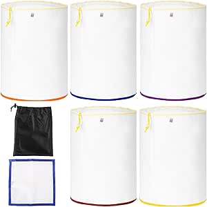 5-Pack 5-Gallon Mesh Filter Bags, 5 Kleuren Herbruikbare Fijne Nylon Filter Bag Set met Persscherm & Opbergzak voor 5 Gallon Emmers (25 tot 220 Micron