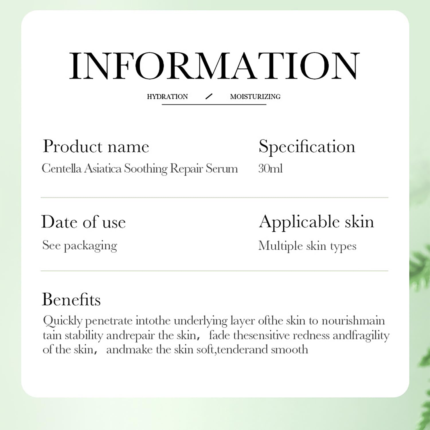 BIOAQUA Centella Asiatica Soothing Repair Facial Serum Nourish Oil Control Anti-Acne Face Skin Care 30ml / 1fl.oz - Image 3